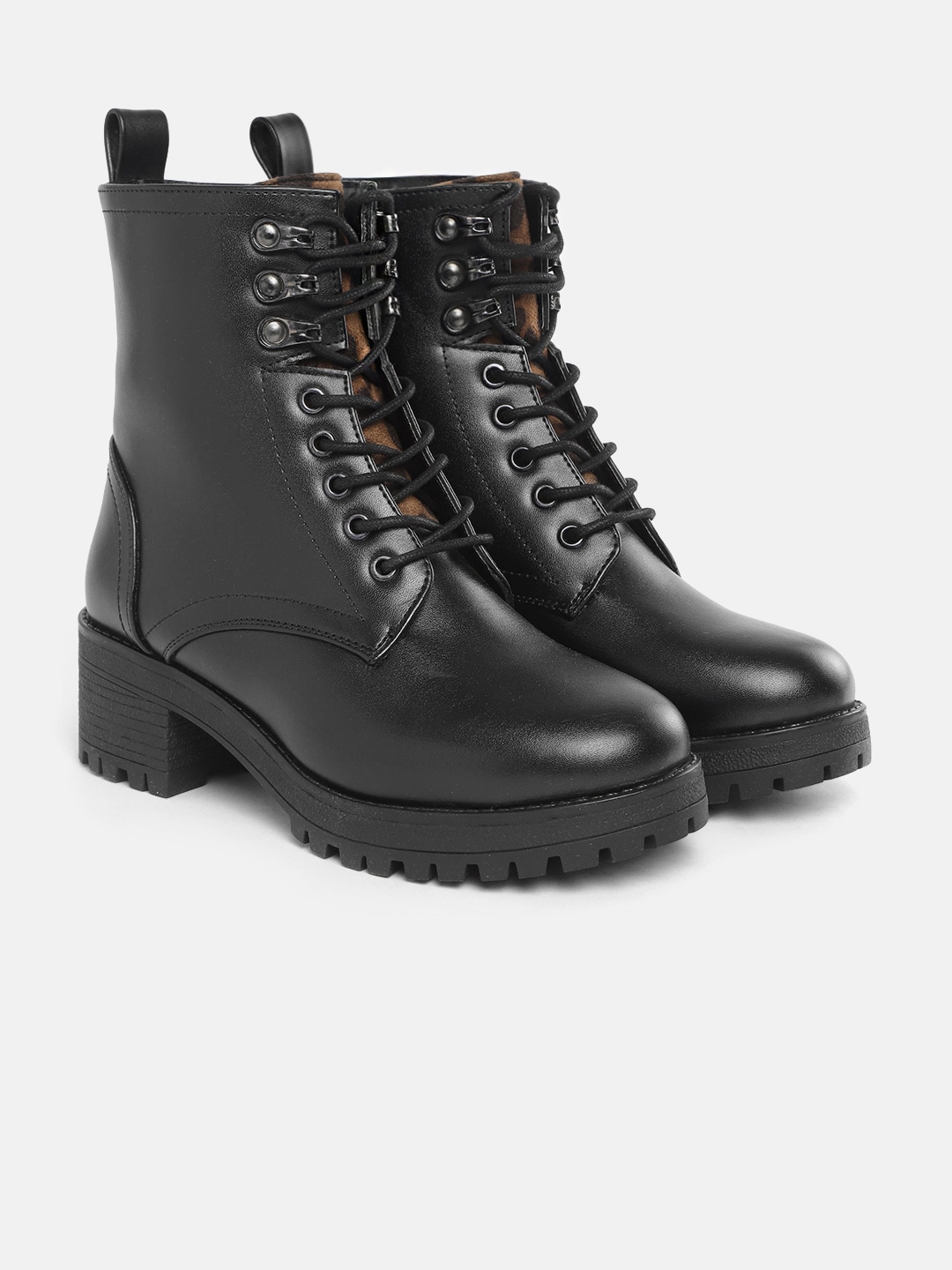 The Roadster Lifestyle Co Women Black Solid Mid-Top Flat Boots Price in India