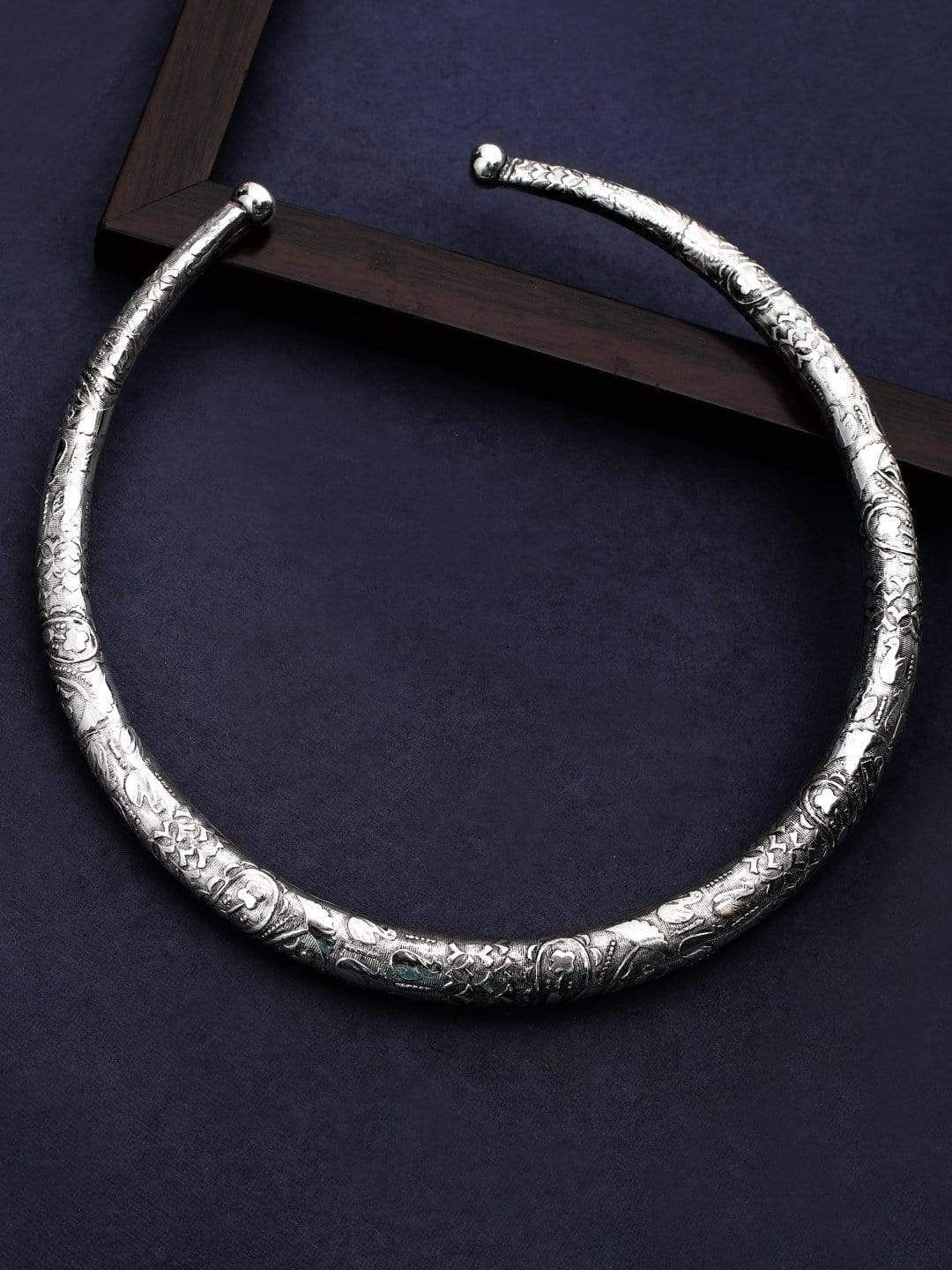 Rubans Silver-Plated Oxidised Choker Necklace Price in India