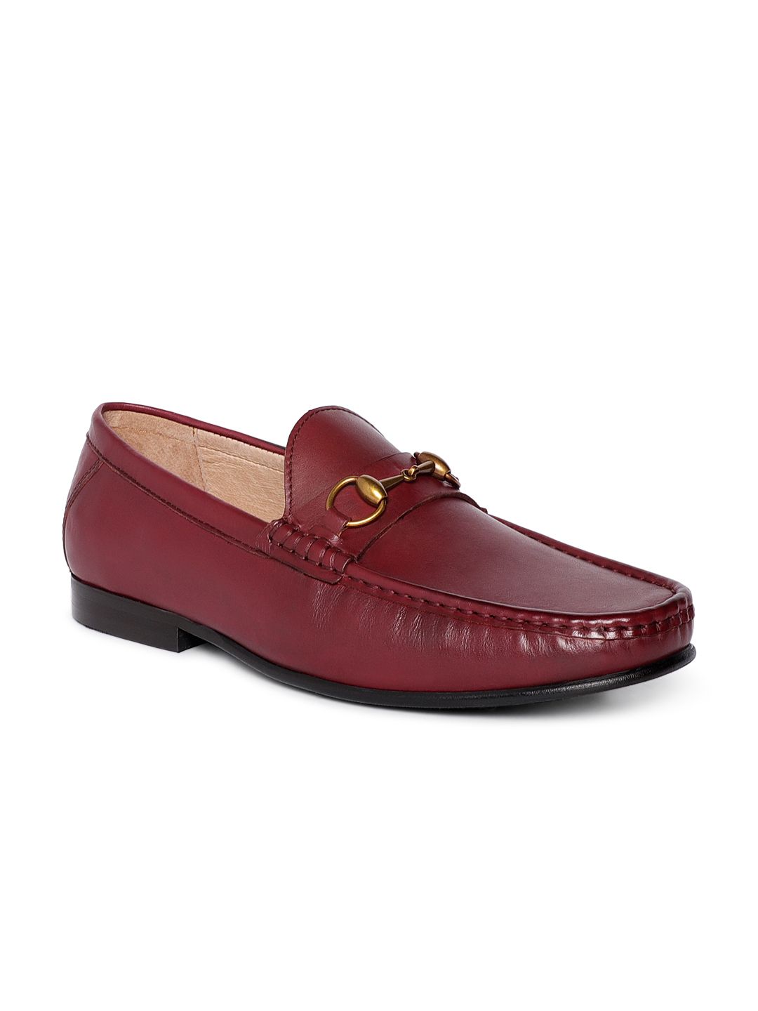 Heel & Buckle London Men Burgundy Solid Leather Formal Loafers