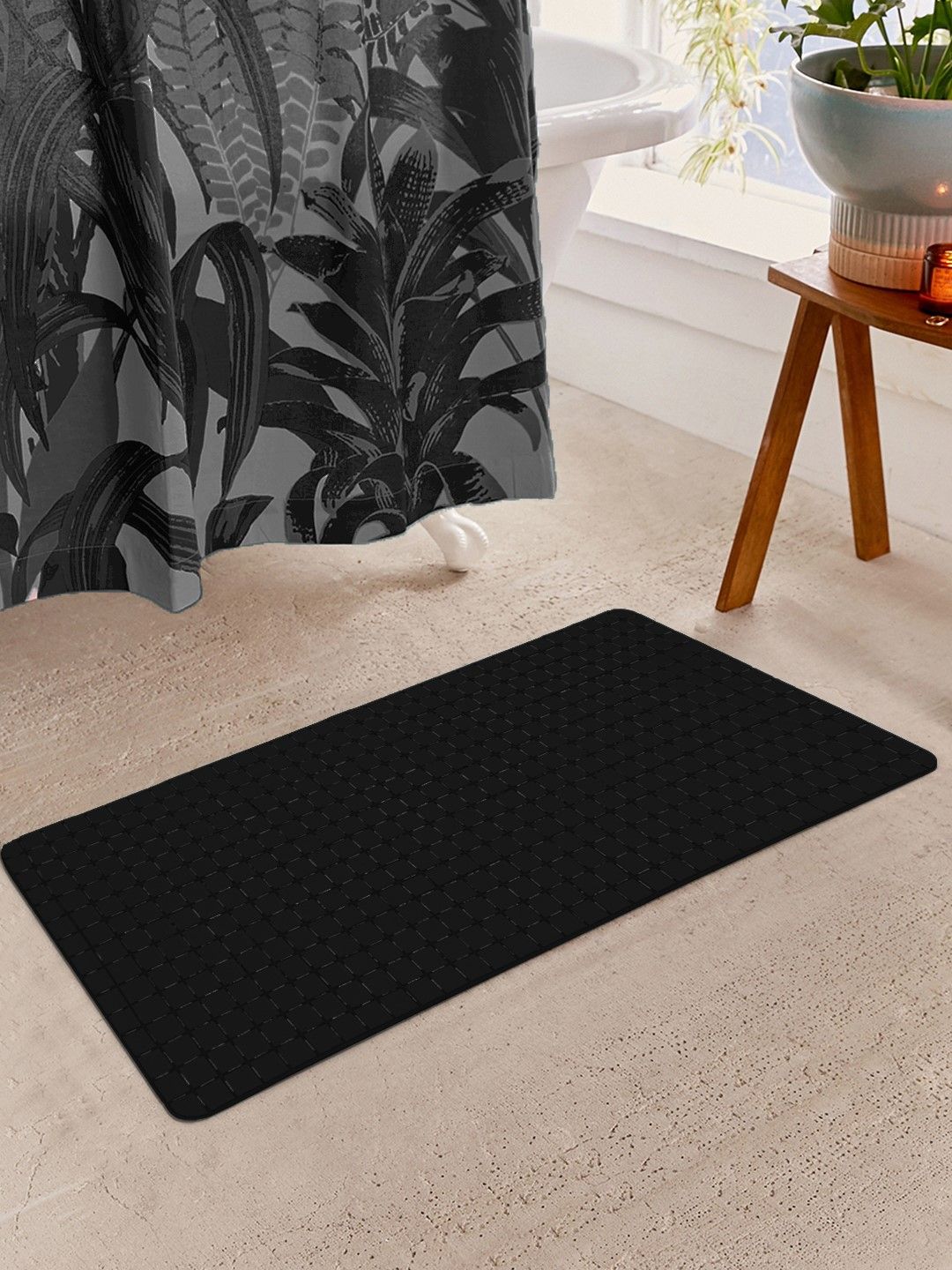 Story@home Black PVC Anti-Skid Bath Mat Price in India