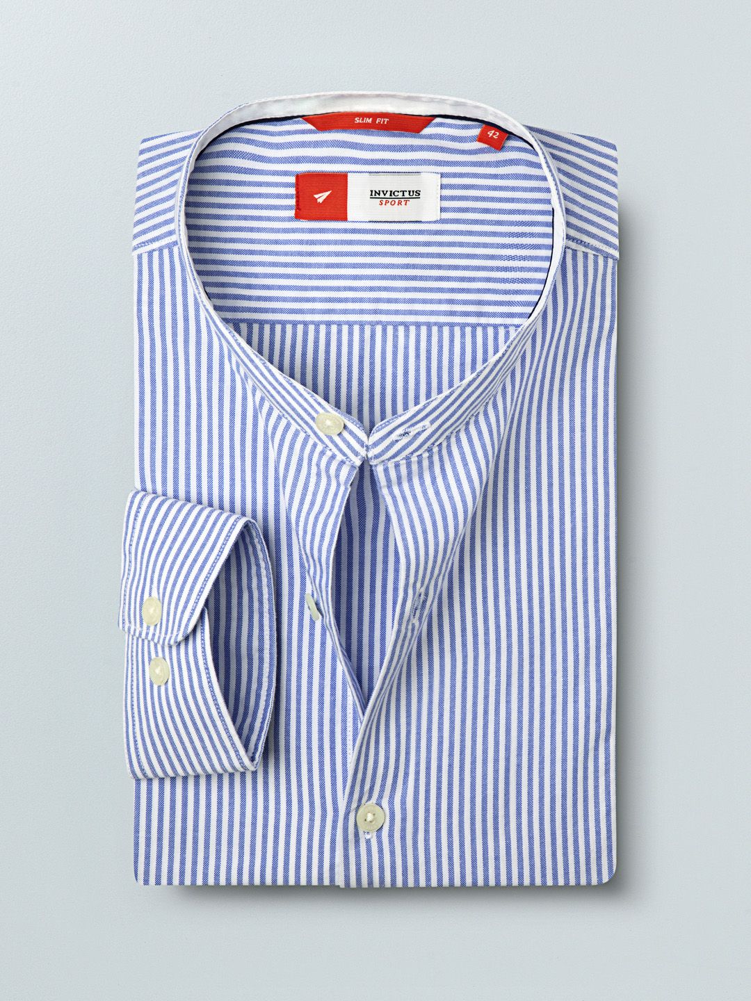 INVICTUS Men Blue & White Slim Fit Striped Sustainable Casual Shirt
