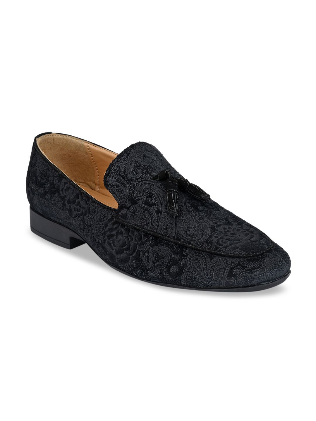 San Frissco Men Black Printed Semi-Formal Slip-Ons