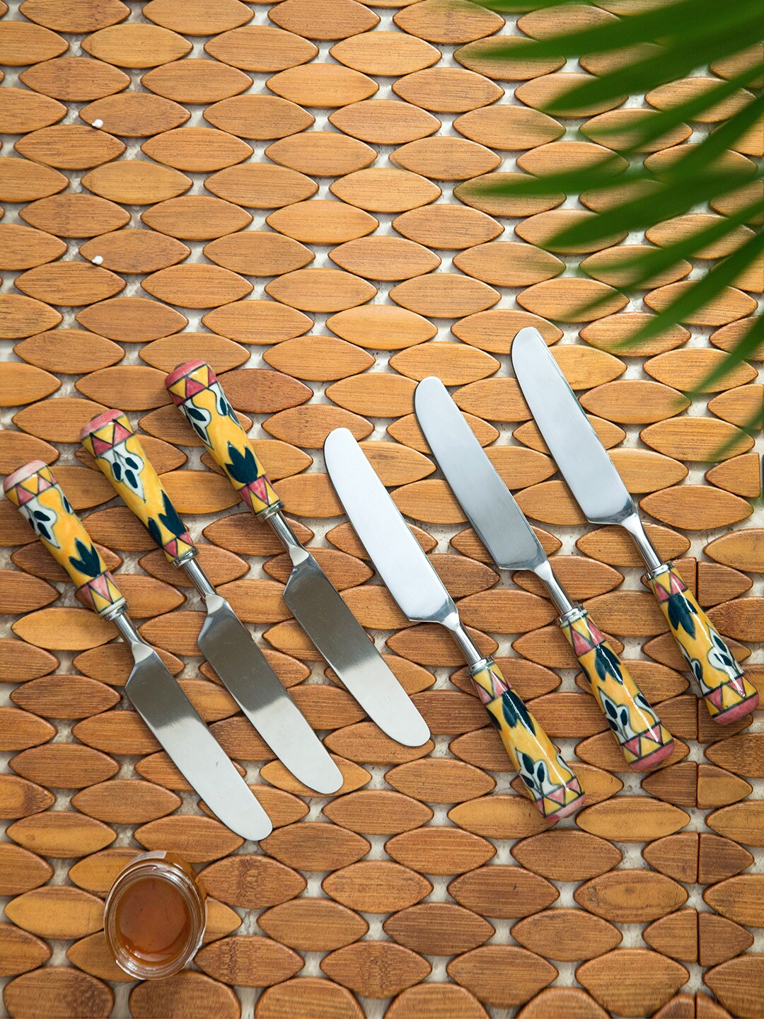 ExclusiveLane Silver-Toned 6-Pieces Hand- Painted Stainless Steel Knives Set Price in India