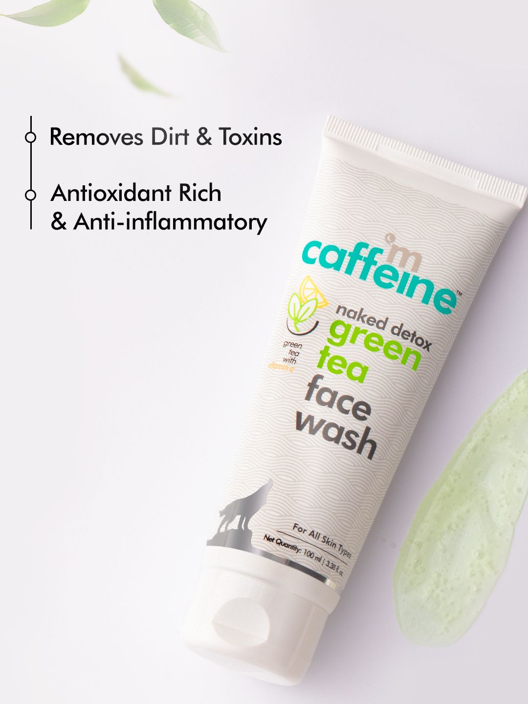 MCaffeine Vitamin C Green Tea Face Wash with Hyaluronic Acid Dirt Removal Cleanser-100ml