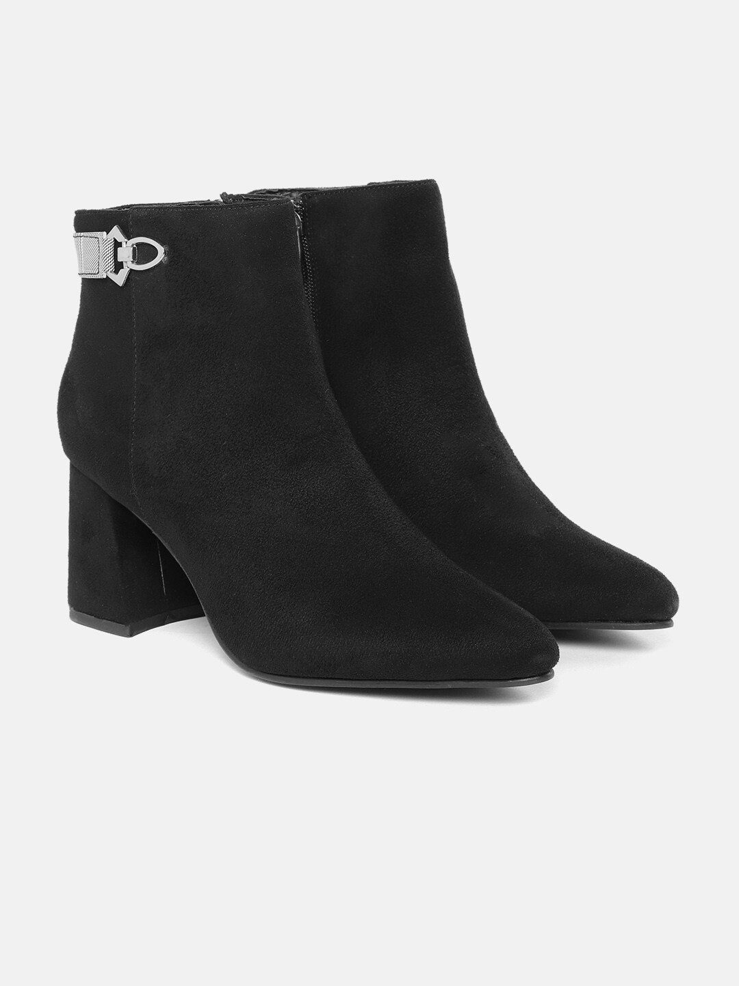 DressBerry Women Black Solid Mid-Top Heeled Boots Price in India