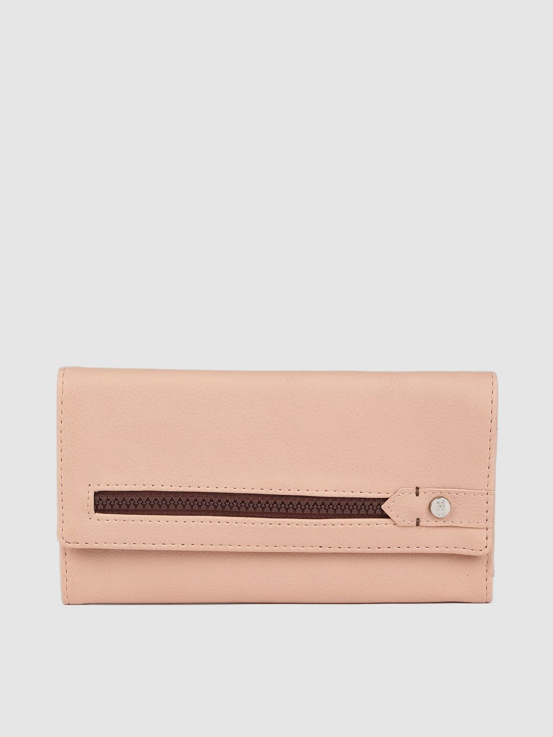 Baggit Women Peach-Coloured Solid Three Fold Wallet Price in India