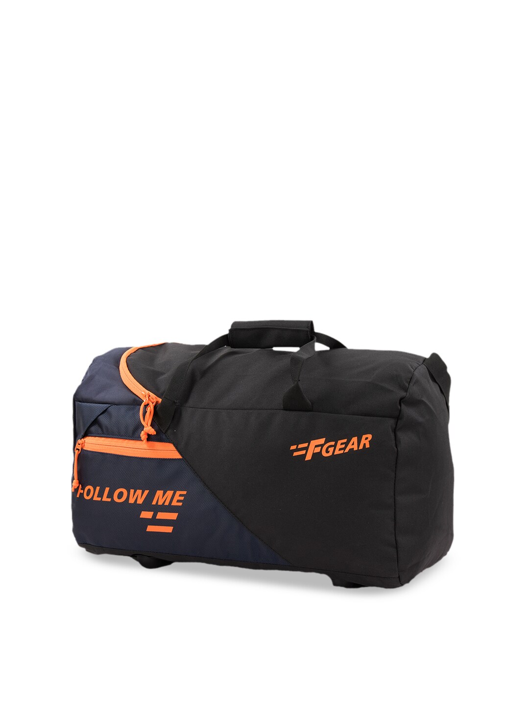 F Gear Unisex Black & Navy Blue Colourblocked Gym Duffel Bag with Printed Detail Price in India