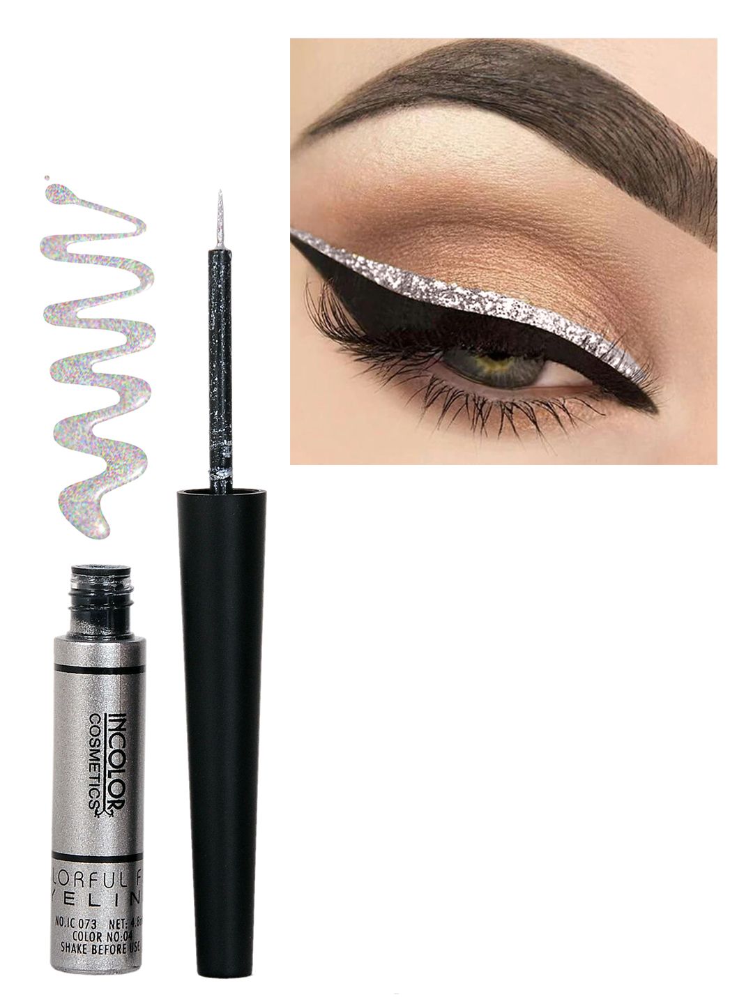 INCOLOR Kajal and Eyeliner - Silver Sparkle 6 ml Price in India