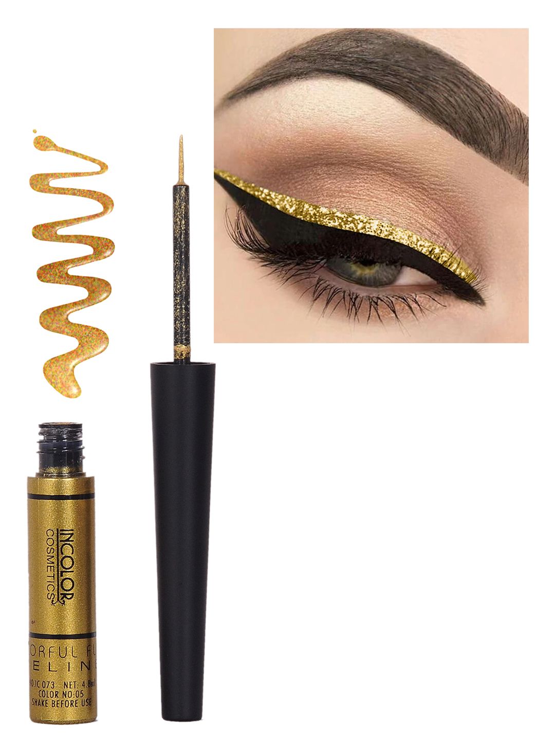 INCOLOR Kajal and Eyeliner - Glitter Gold 6 ml Price in India