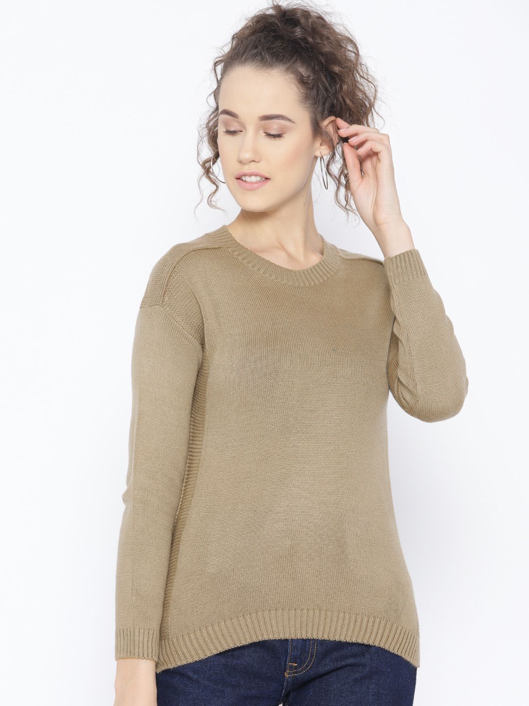 Cayman Women Beige Solid Sweater Price in India