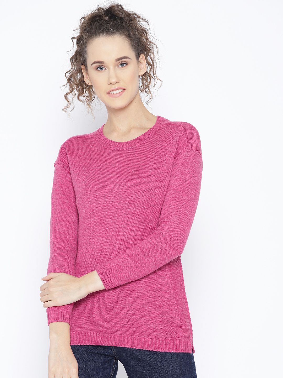 Cayman Women Pink Solid Sweater Price in India