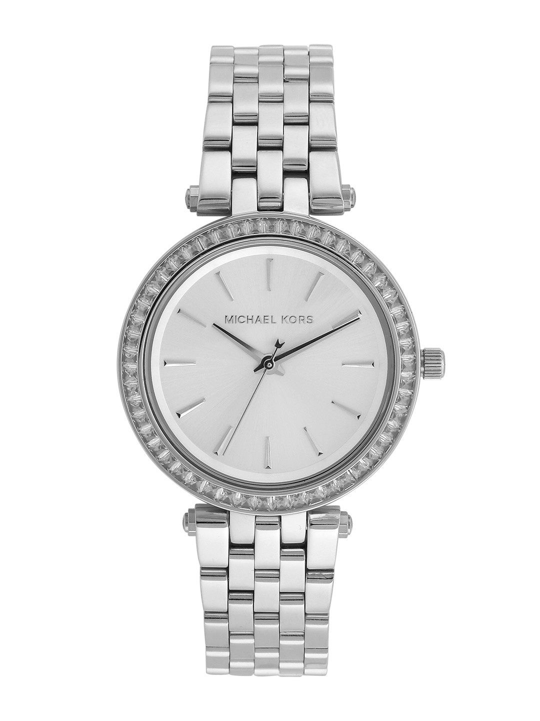 Michael Kors Women Silver-Toned Stone-Studded Dial Watch MK3364 Price in India