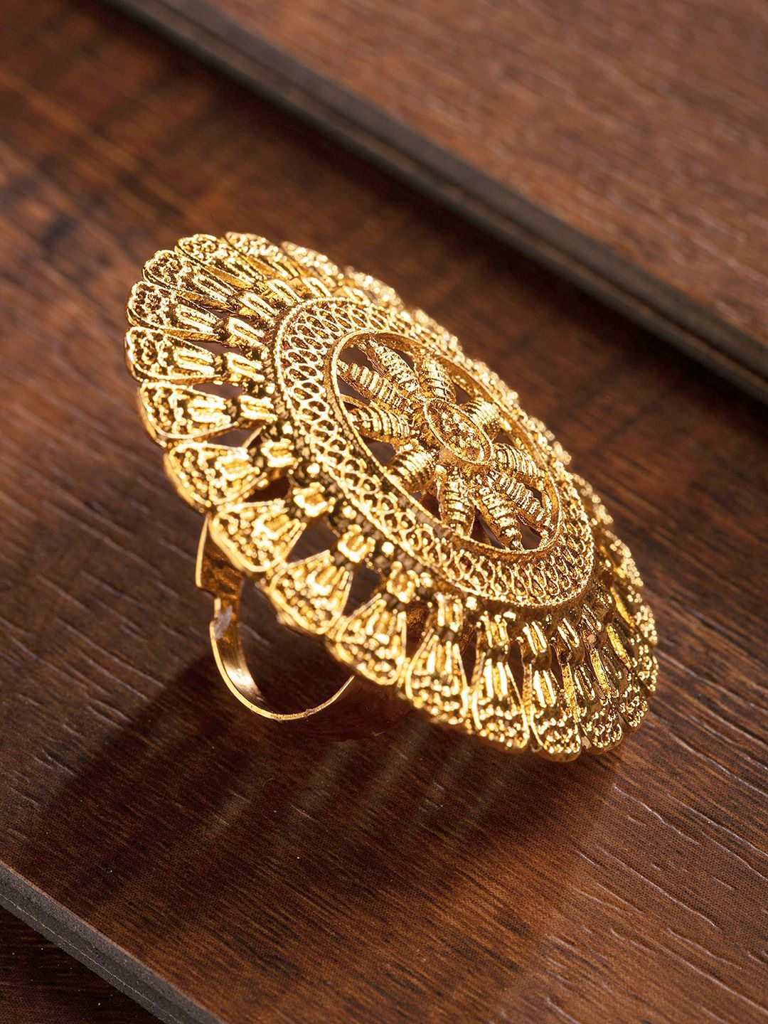 Zaveri Pearls Gold-Plated Adjustable Finger Ring Price in India