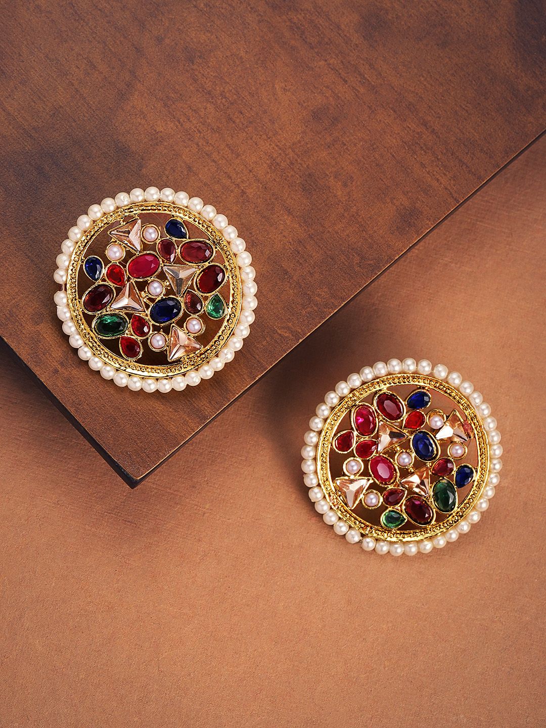 Zaveri Pearls Multicoloured Circular Studs Price in India