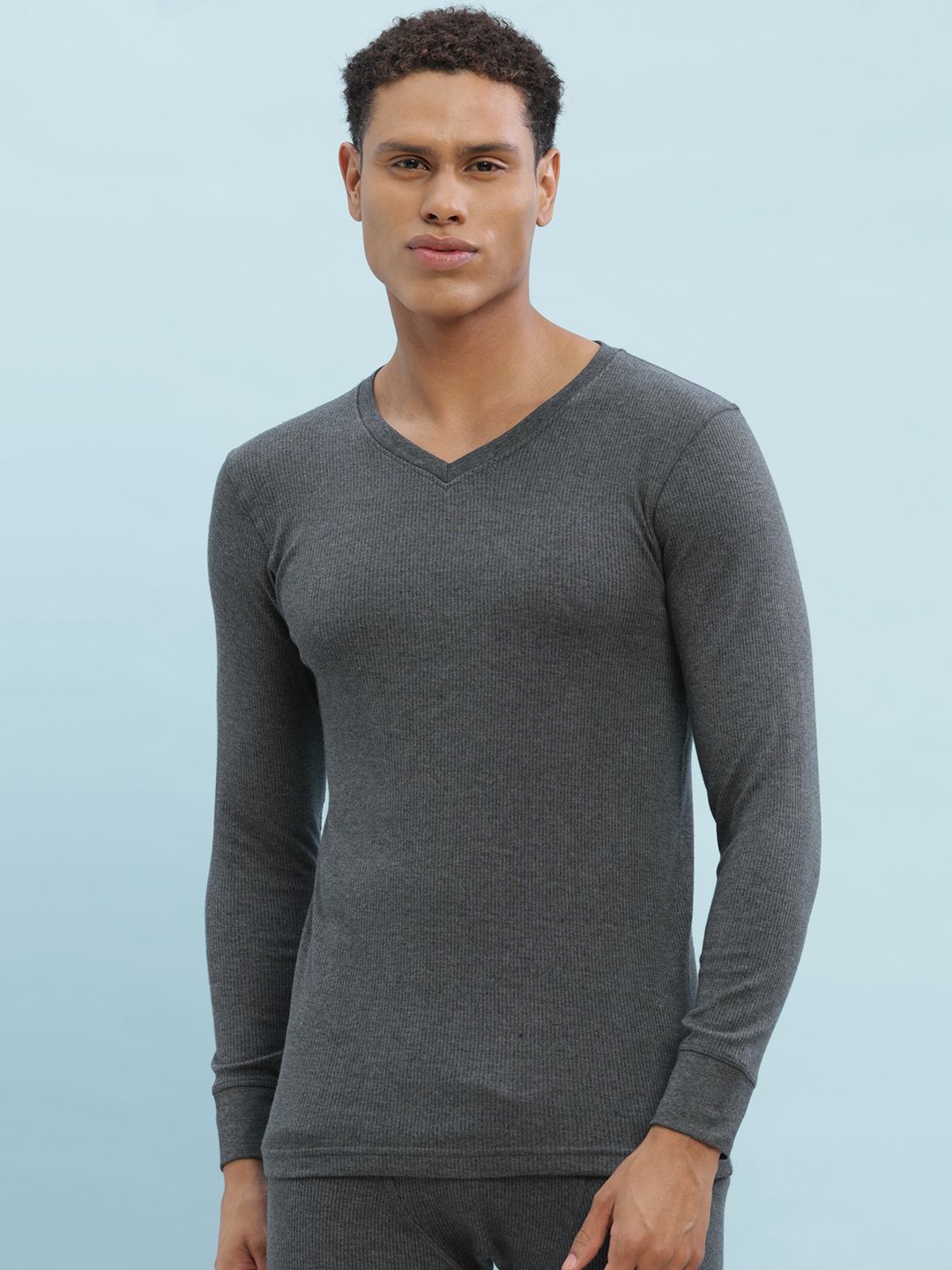 Force NXT Men Charcoal Grey Solid Assorted Thermal Top