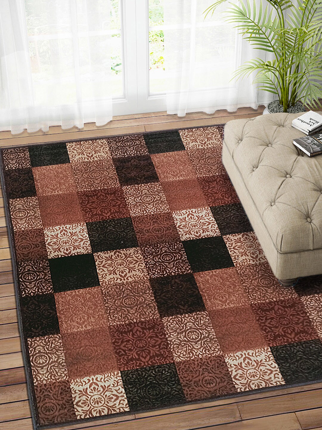 Status Black & Brown Vintage Persian Nylon Anti-Skid Carpet Price in India