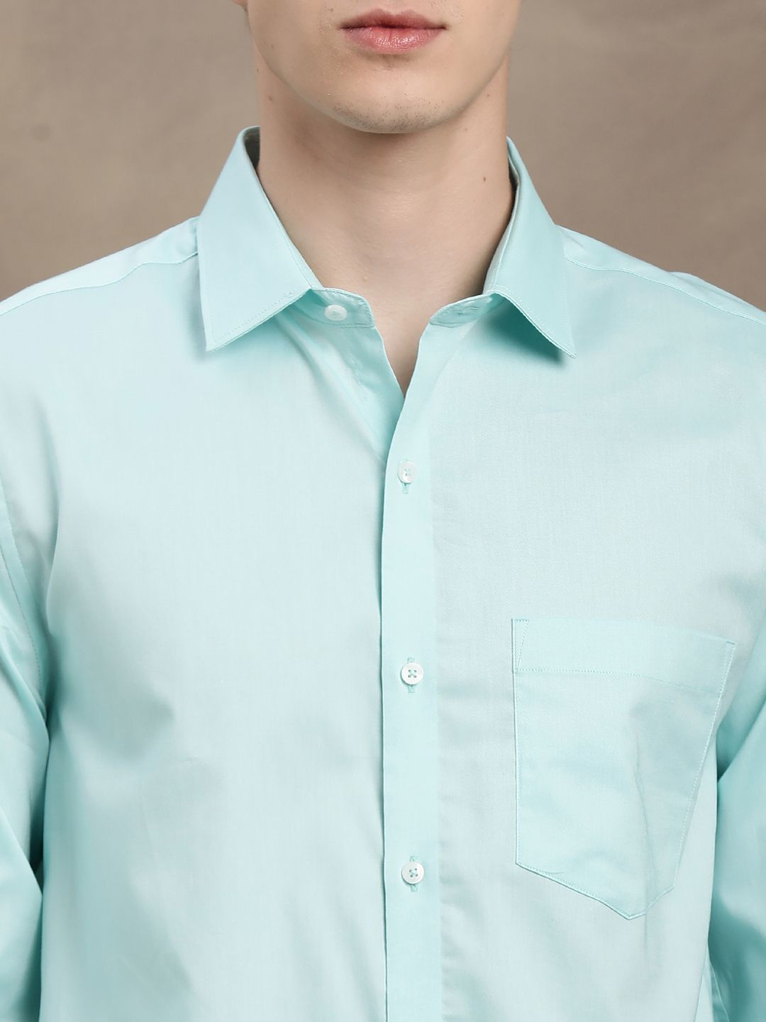 green emerald velvet dress Noble Collared Shirt in Sea Glass main image 1