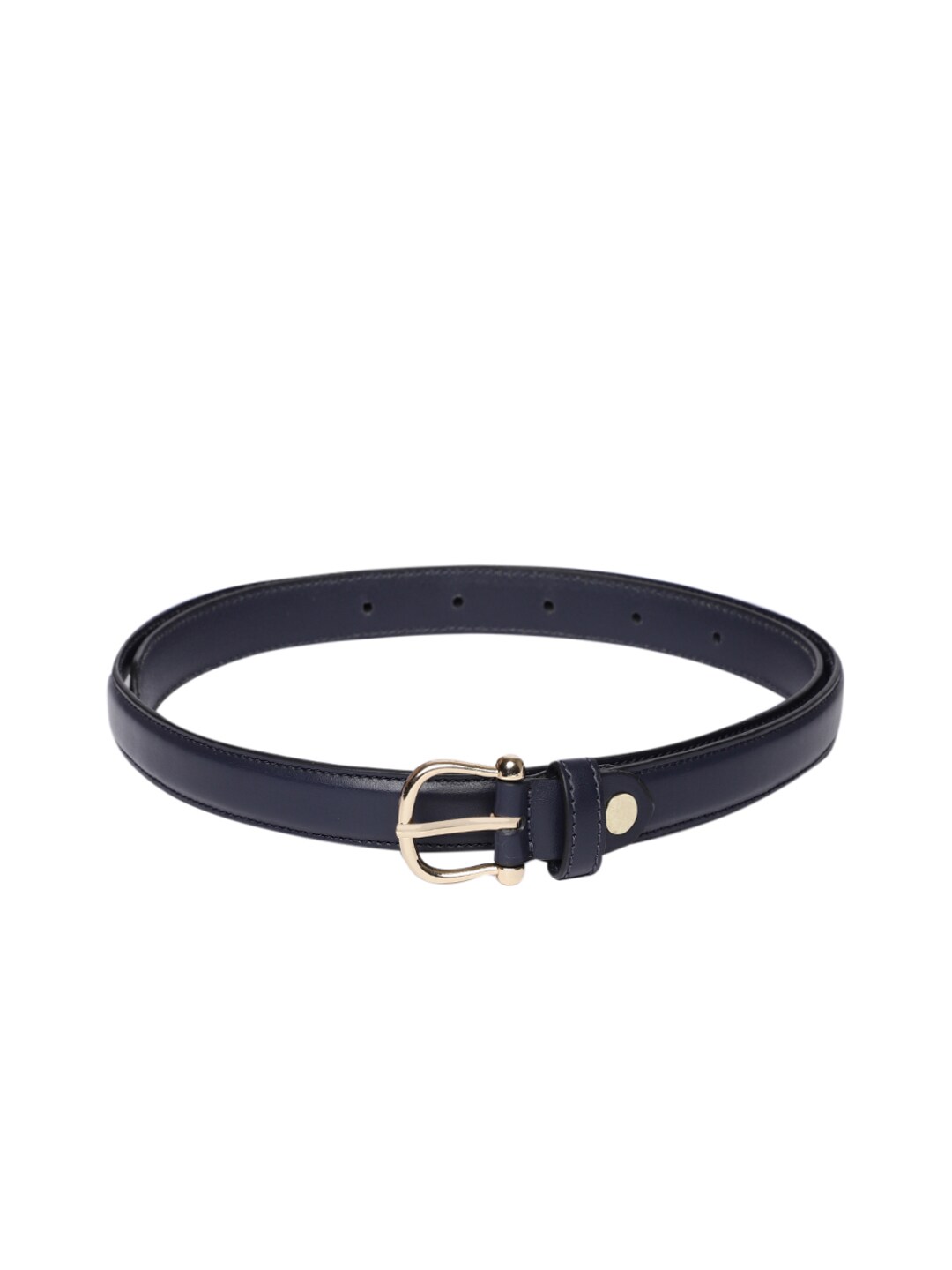 Mast & Harbour Women Navy Blue Solid Leather Belt Price in India