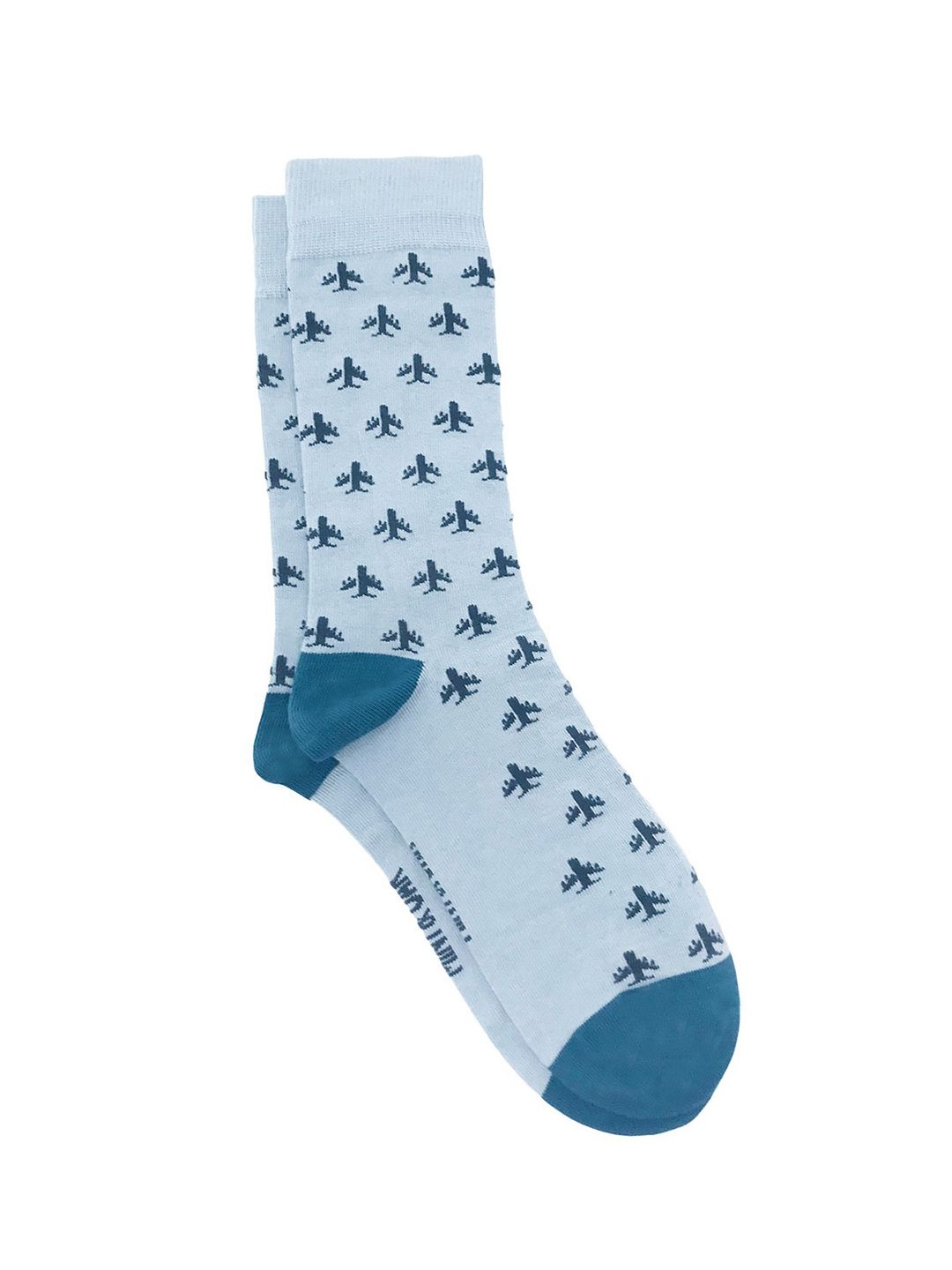 Mint & Oak Men Blue Patterned Calf Length Socks