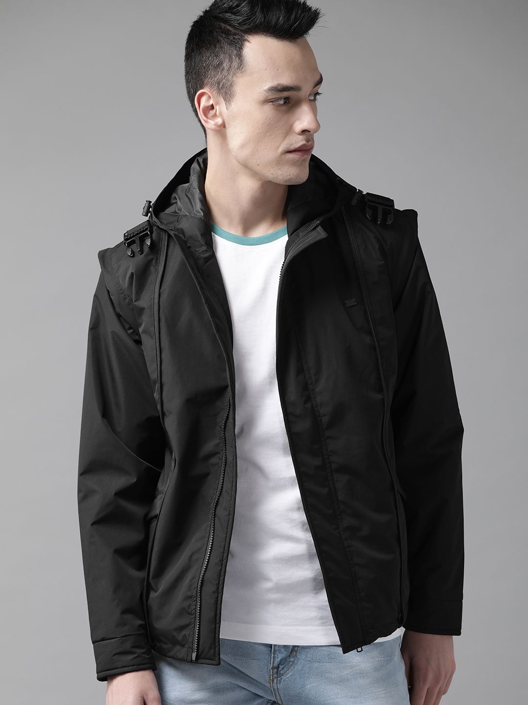 Buy The Roadster Lifestyle Co Men Black Solid Hooded Convertible