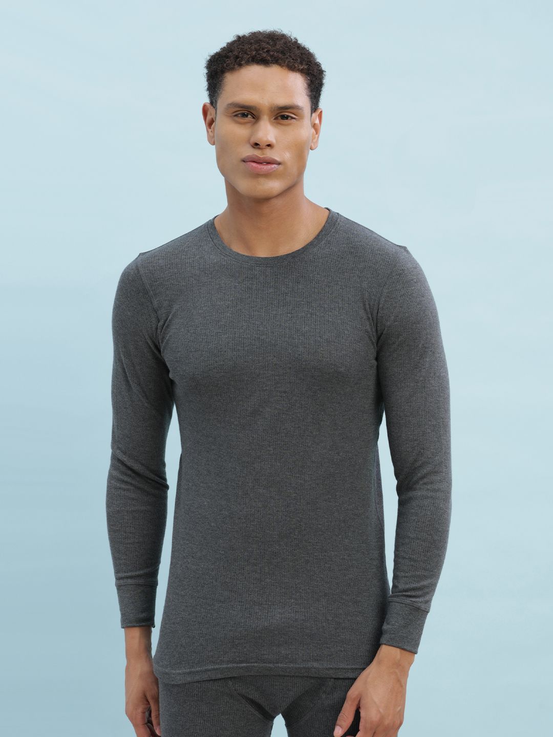 Force NXT Men Charcoal Grey Solid Assorted Thermal Top