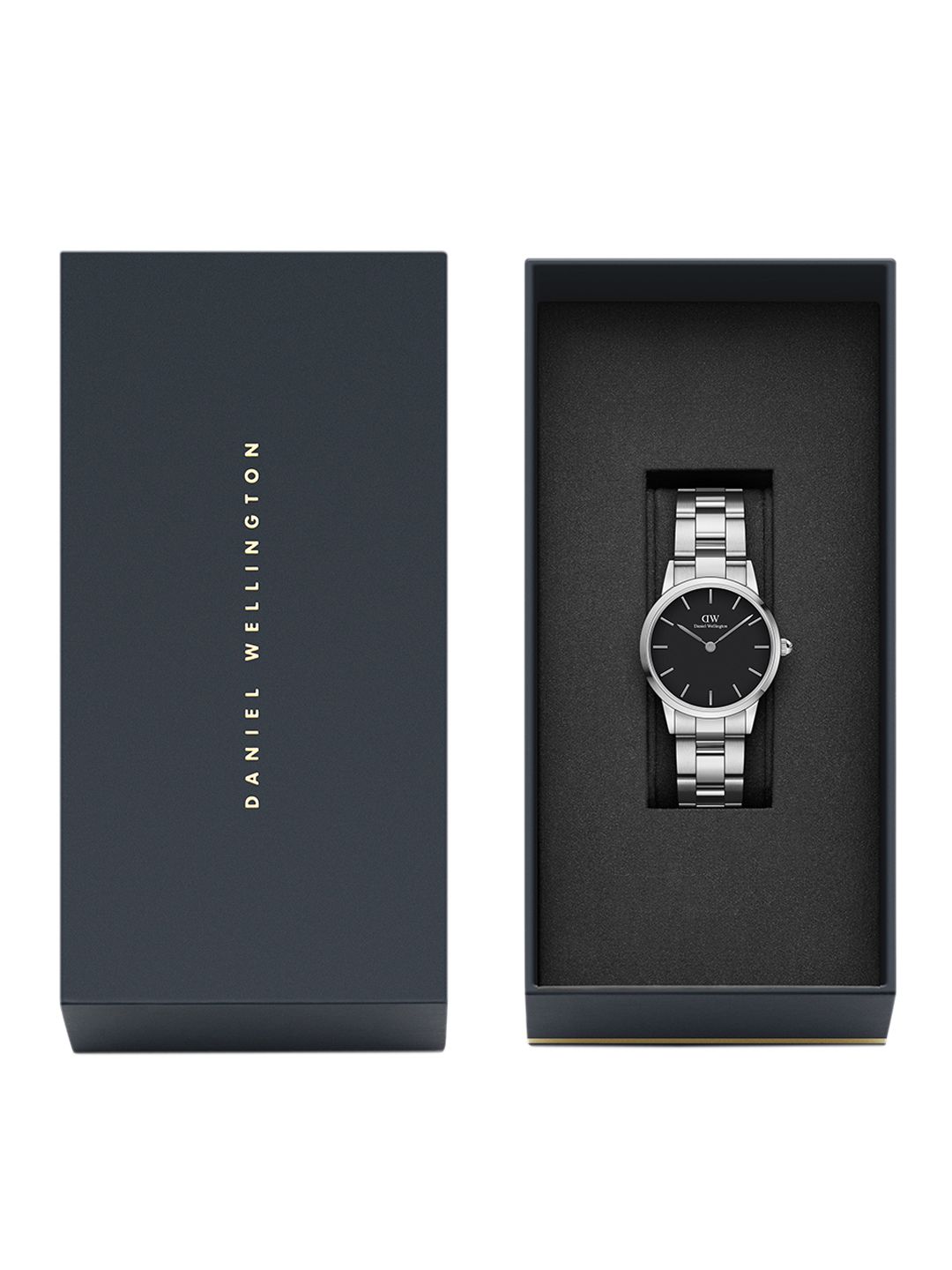 Daniel wellington Women Iconic Link 28mm Silver Black Dial Watch DW00100208 Price in India