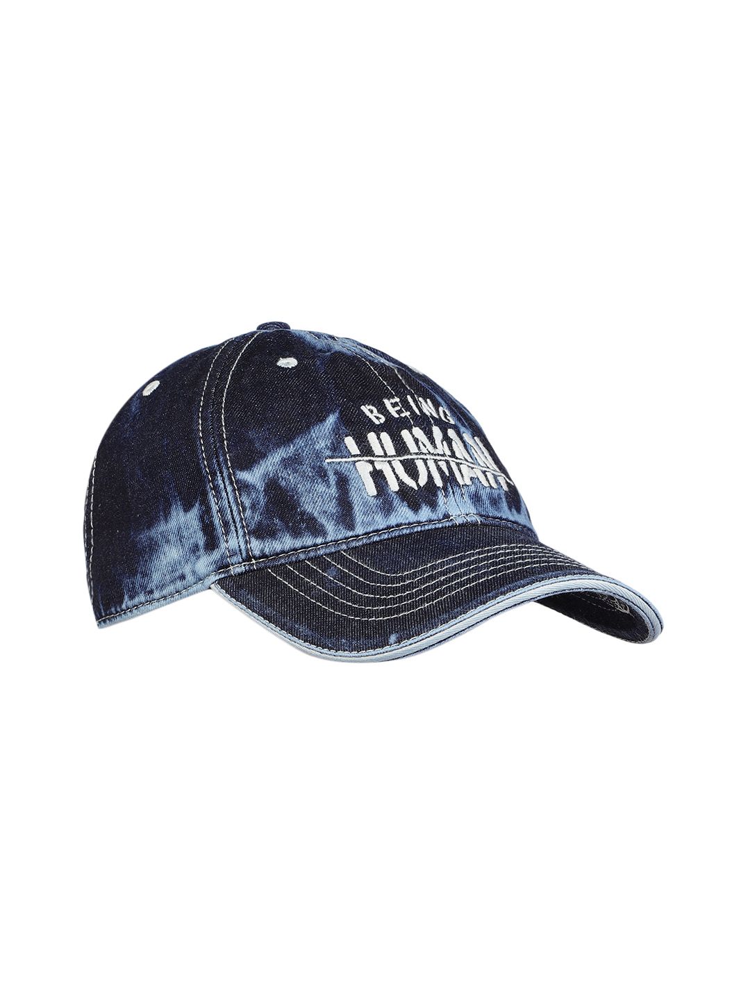 Buy Being Human Men Blue Embroidered Denim Baseball Cap - Caps for