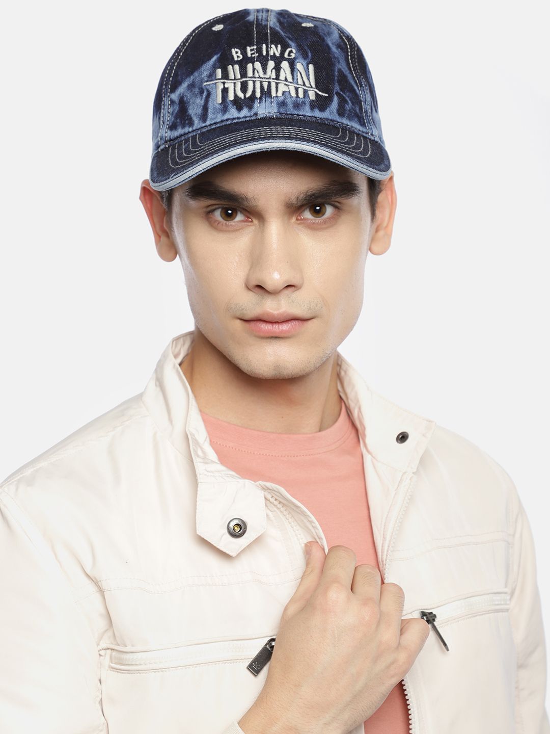 Buy Being Human Men Blue Embroidered Denim Baseball Cap - Caps for