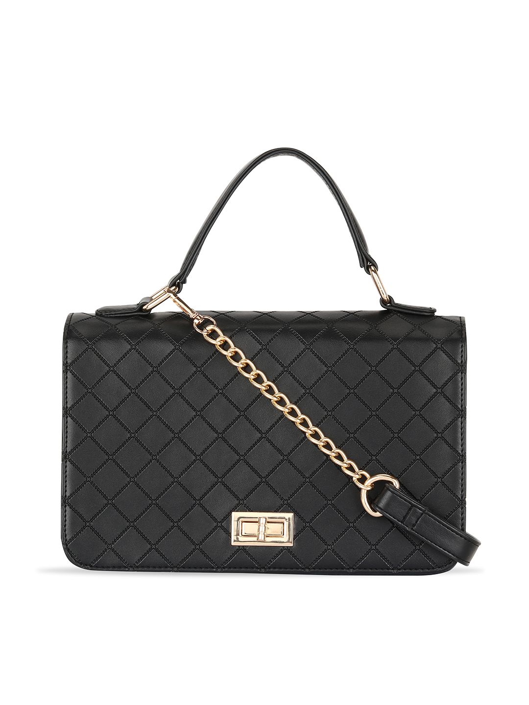 Lavie Black Textured Satchel Price in India