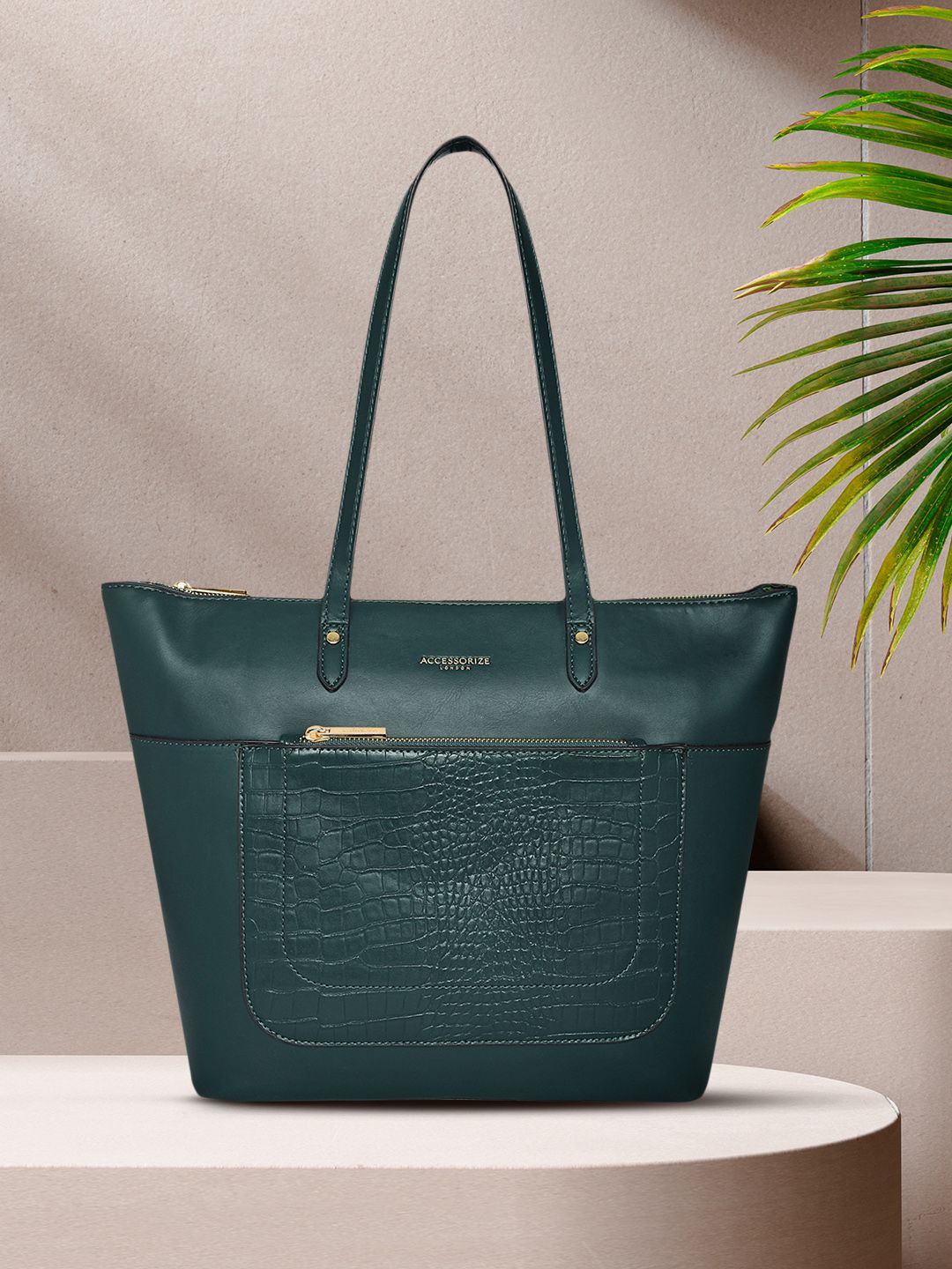 Accessorize Green Croc Textured Shoulder Bag Price in India