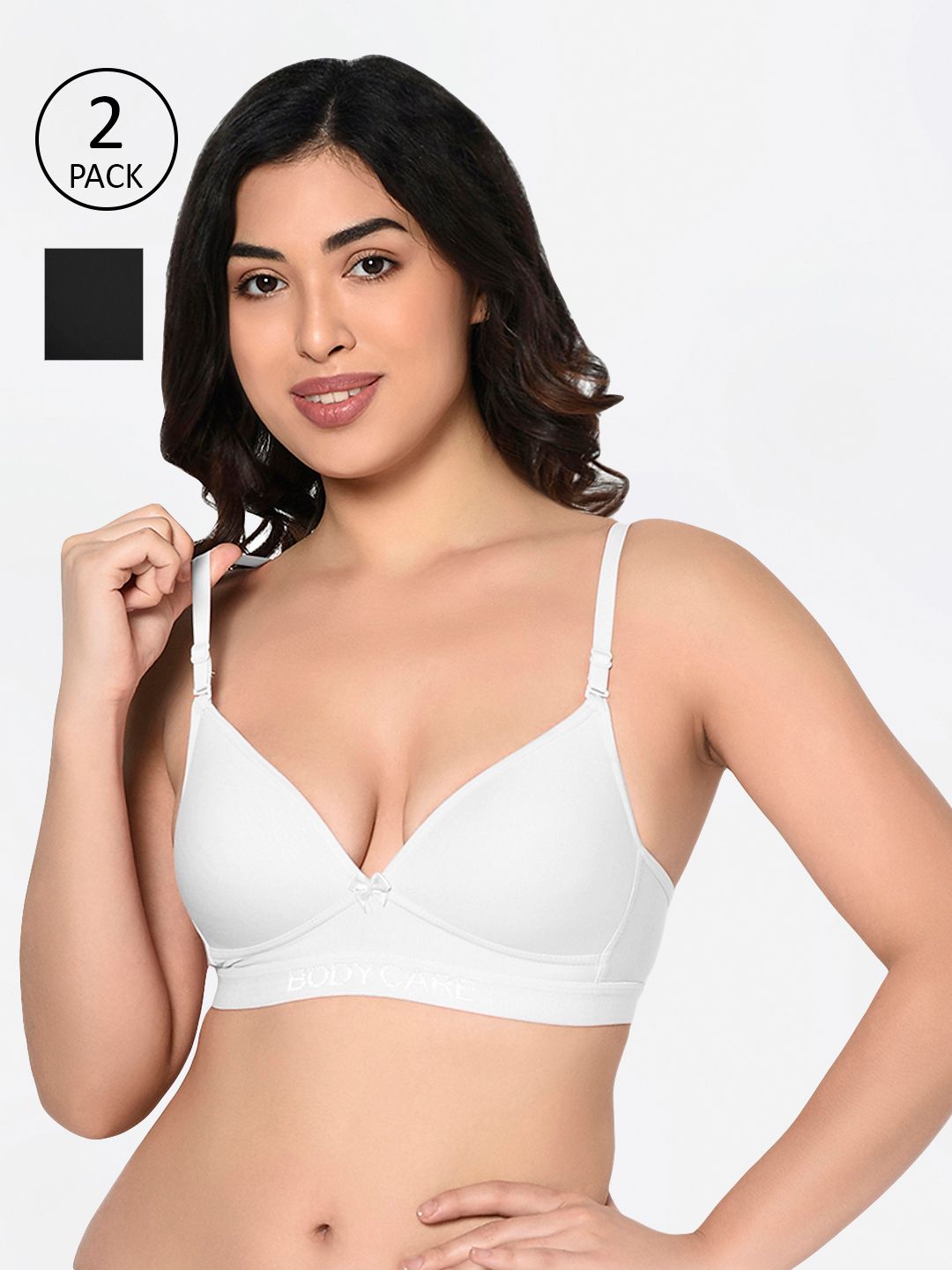 Bodycare Pack of 2 Assorted Non-Wired Heavily Padded Sports Bra E1606-BLKWHT-2PCS Price in India