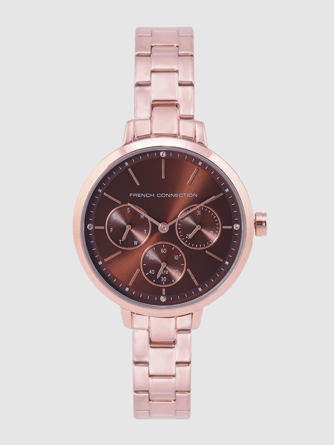 French Connection Women Copper-Toned Analogue Watch FC134RGM Price in India