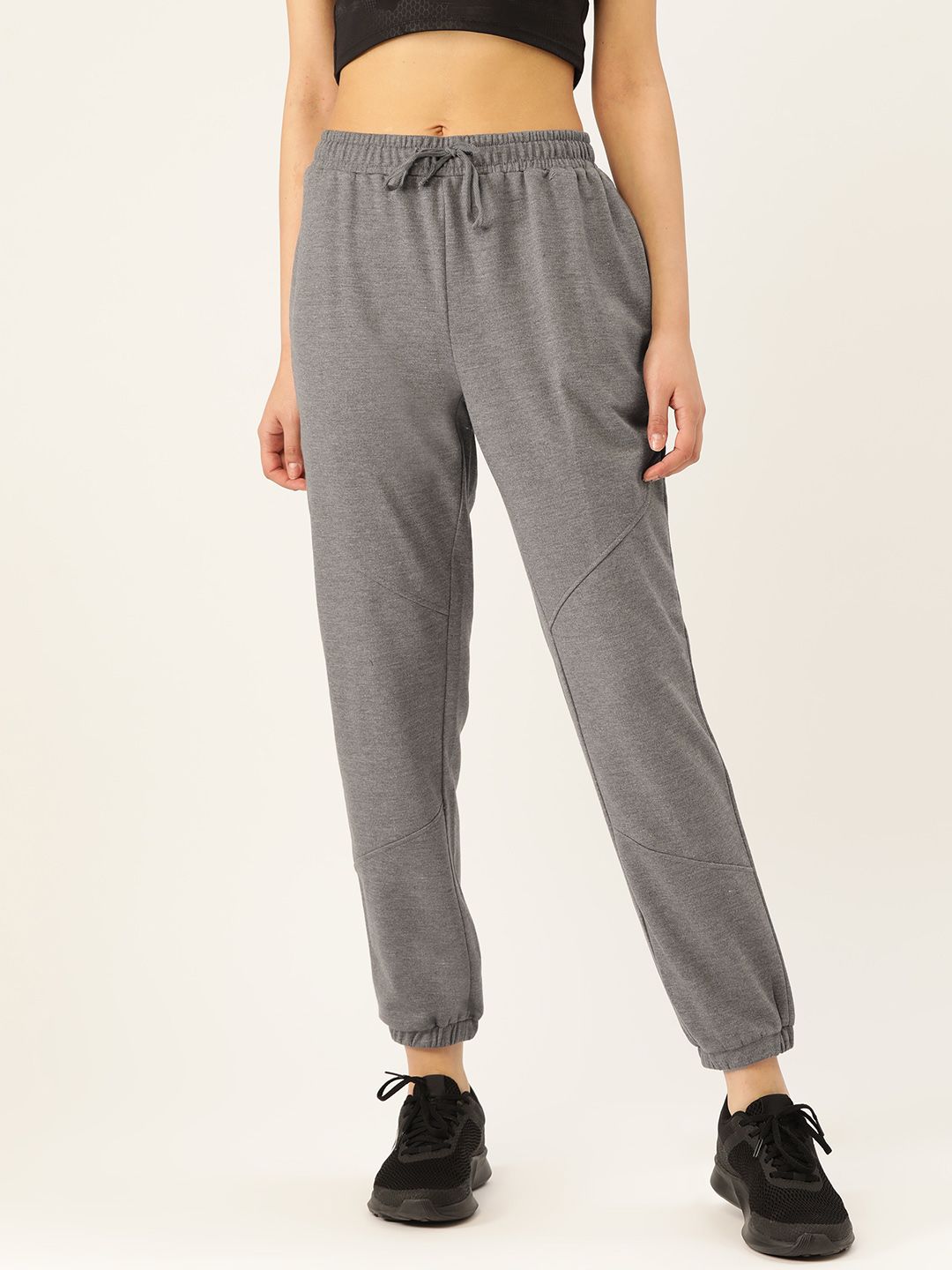 DressBerry Women Grey Melange Solid Joggers Price in India