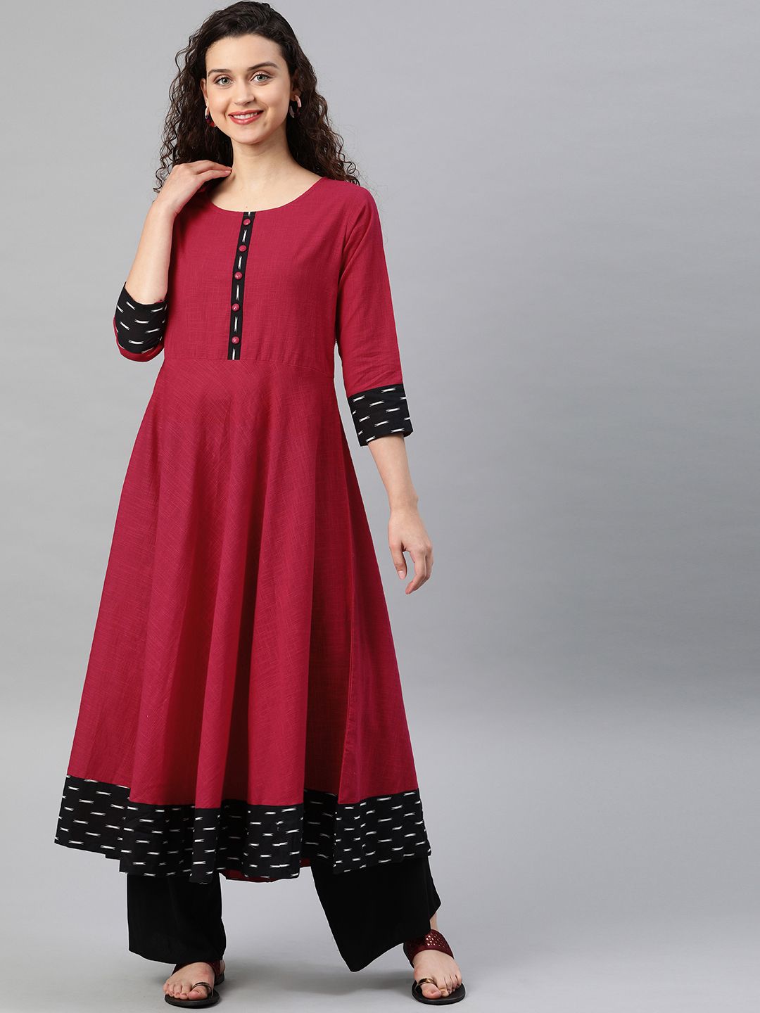 YASH GALLERY Women Pink Solid A-Line Kurta Price in India