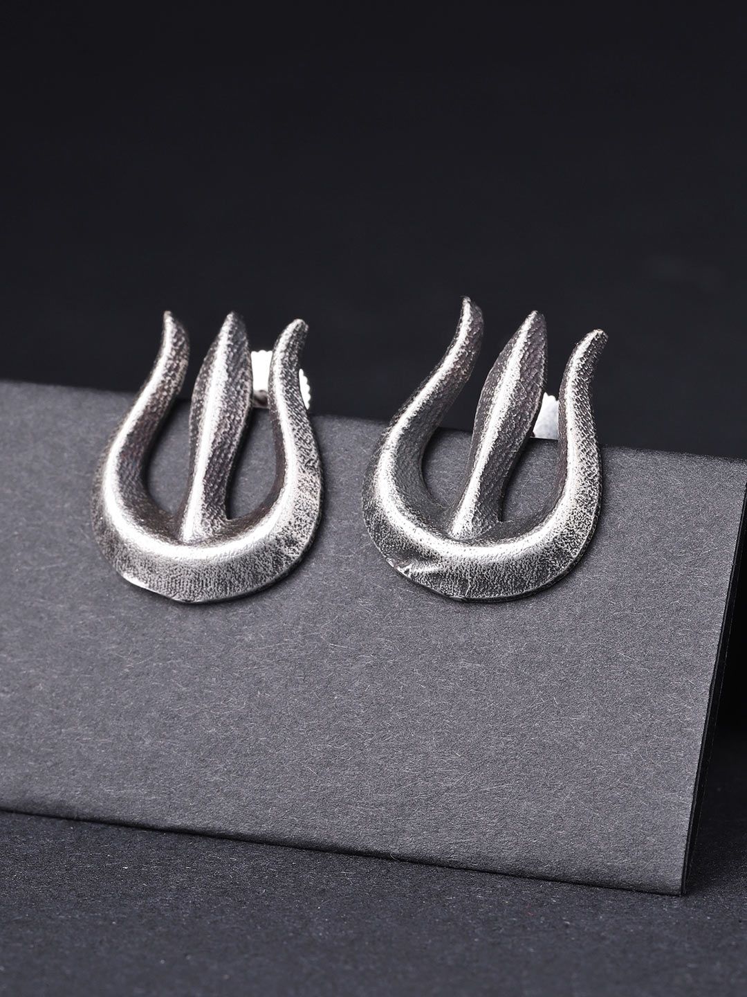 Infuzze Oxidised Silver-Toned Brass-Plated Classic Studs Price in India