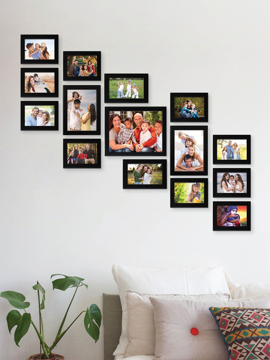 RANDOM Set of 15 Black Solid Synthetic Collage Photo Frames Price in India