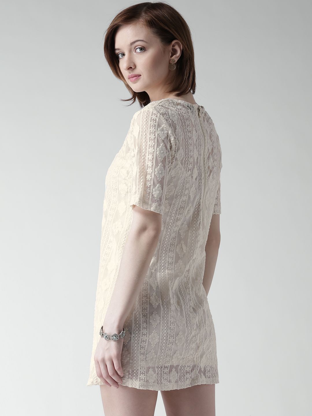 white christmas dresses Clarisa Lace Midi Dress — Vintage Cream main image 1