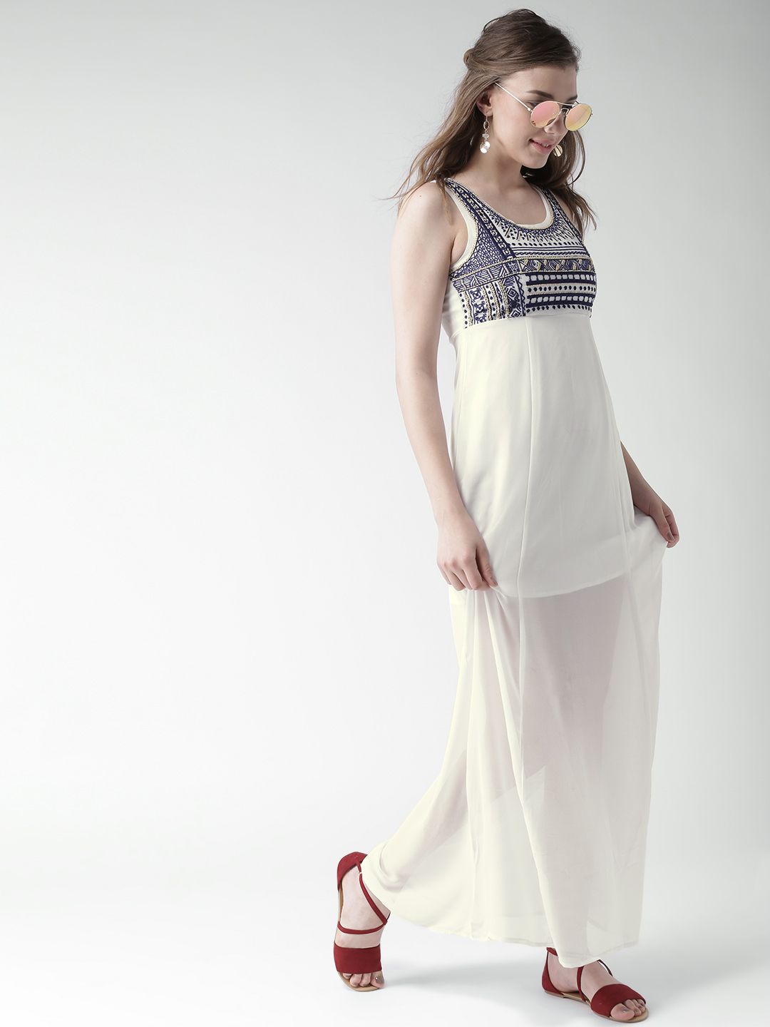 Buy FOREVER 21 White Embroidered Sheer Maxi Dress - Dresses for Women  1103194 | Myntra
