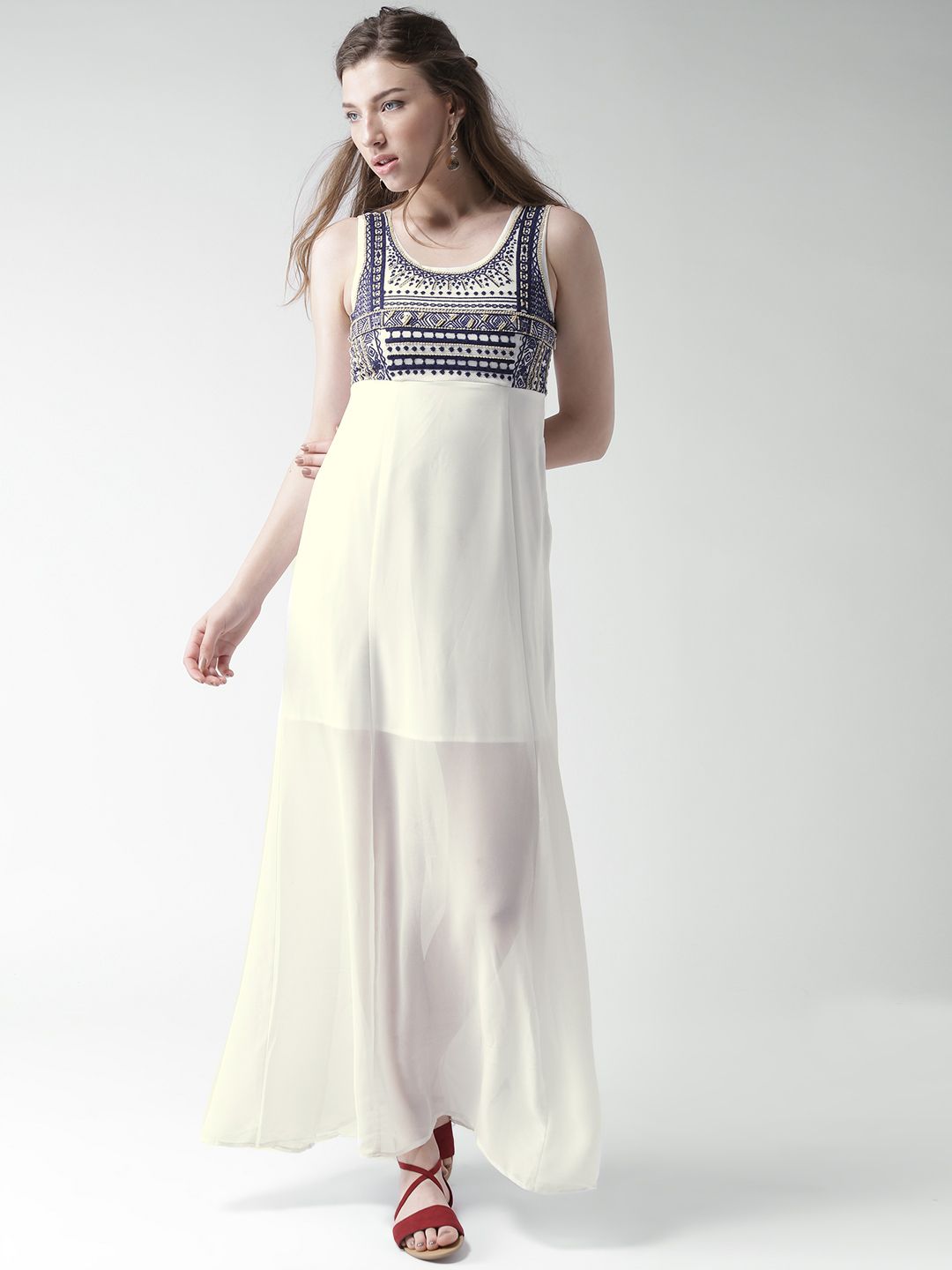 sachin and babi light blue dress Forever 21 Embroidered Lace-up Tunic Dress A woven main image 1