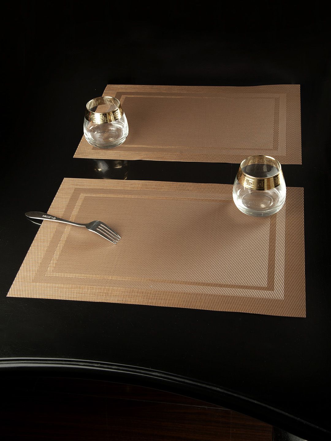 OBSESSIONS Set of 6 Brown Patterned Vinyl Maze Dining Table Mat Price in India