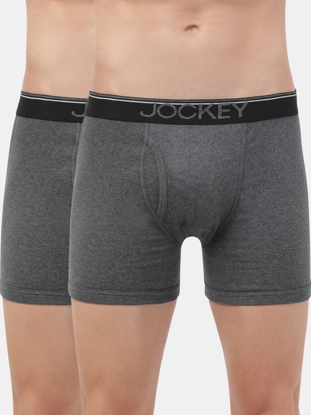Jockey Men Pack of 2 Solid Charcoal Grey Trunks 8009-0205