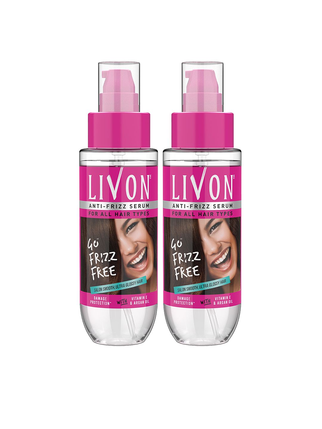 Livon Set of 2 Anti-Frizz Hair Serum with Vitamin E & Argan Oil - 100 ml each Price in India