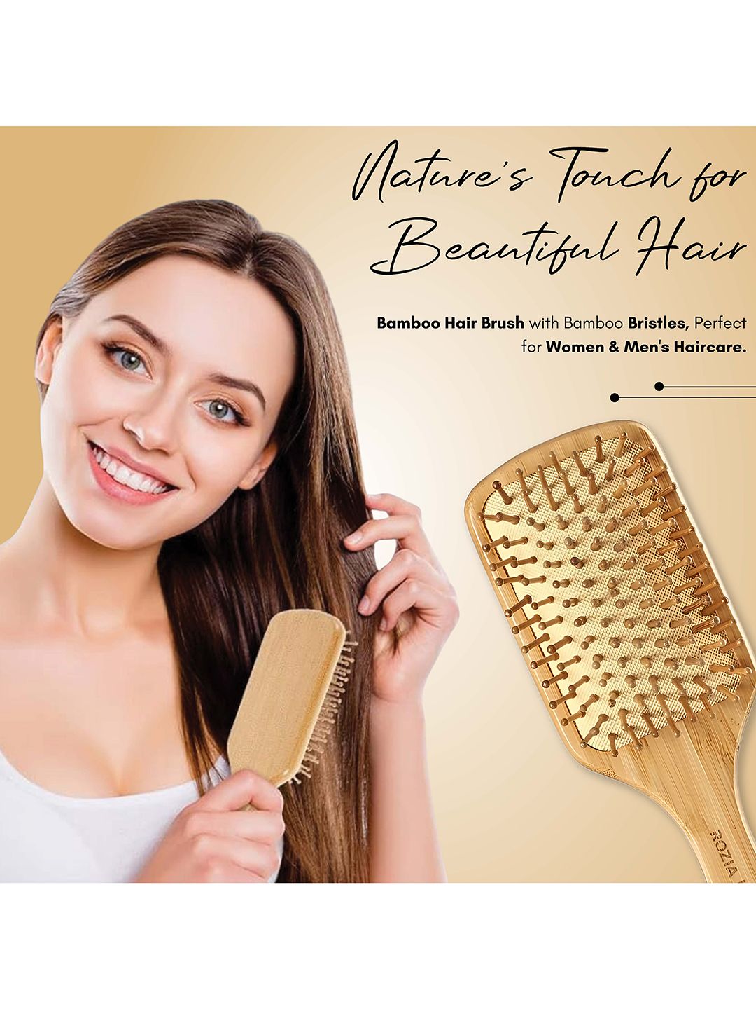 Buy Rozia Pro Beige Wooden De-Tangling Paddle Hair Brush - Hair