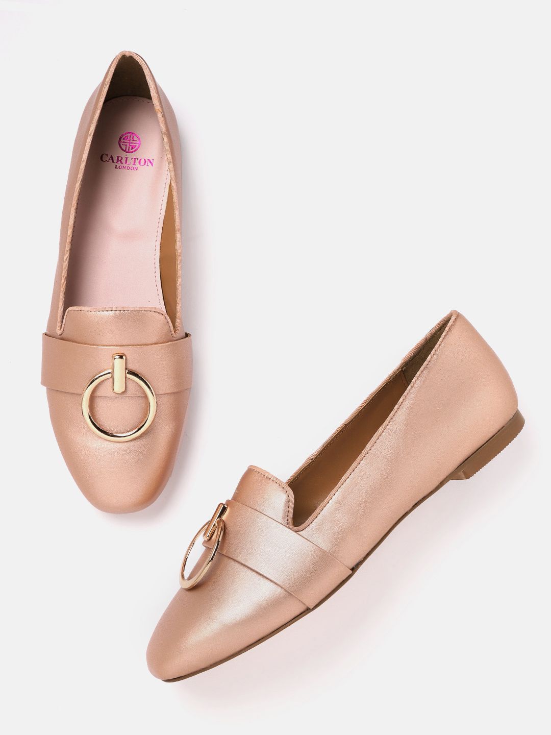 Carlton London Women Rose Gold-Toned Solid Slip-Ons Price in India