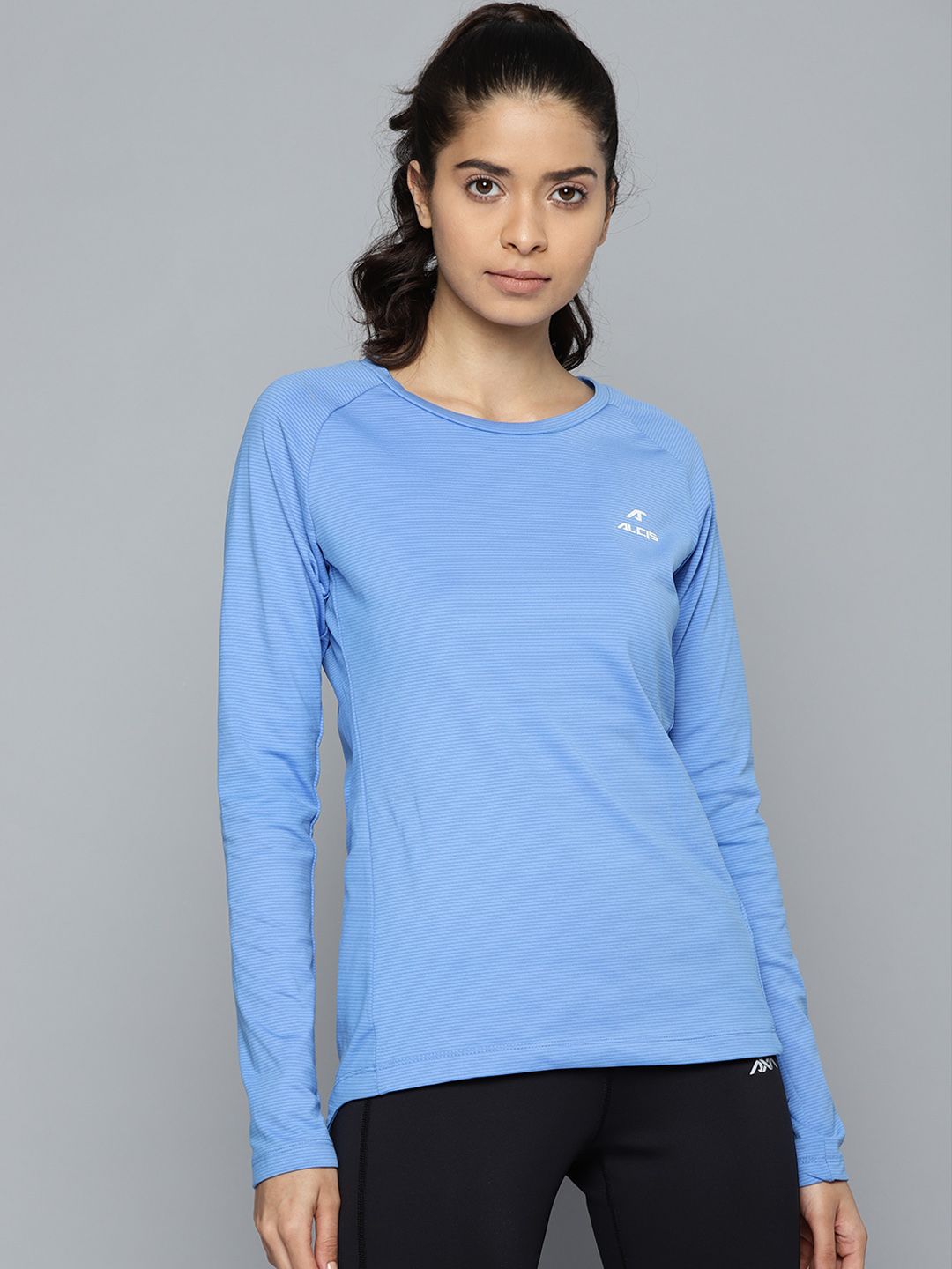 Alcis Women Blue Striped Sporty Sweatshirt Price in India