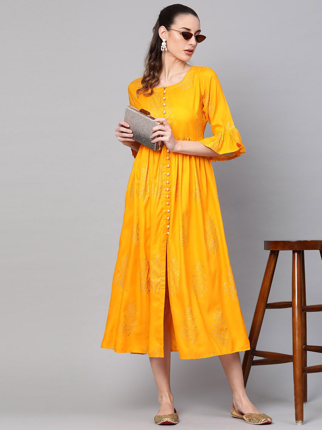 ladies yellow maxi dress