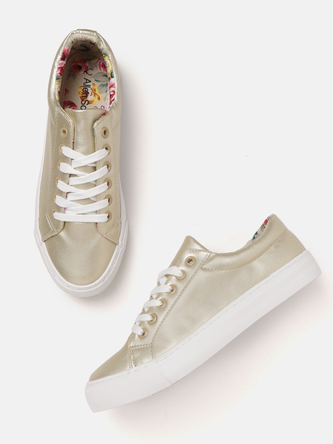 Allen Solly Women Gold-Toned Solid Sneakers Price in India