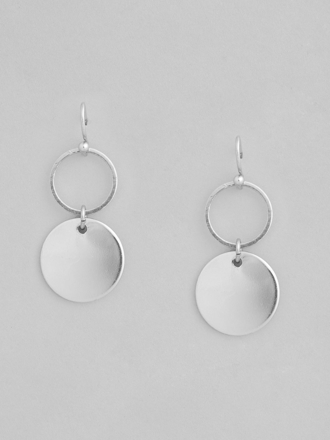 Accessorize Silver-Toned Circular Drop Earrings Price in India