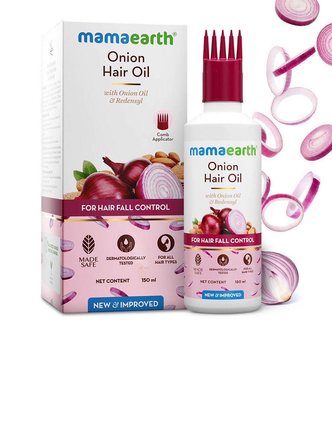 Mamaearth Sustainable Onion Oil For Hair Regrowth & Hair Fall Control With Redensyl150 ml