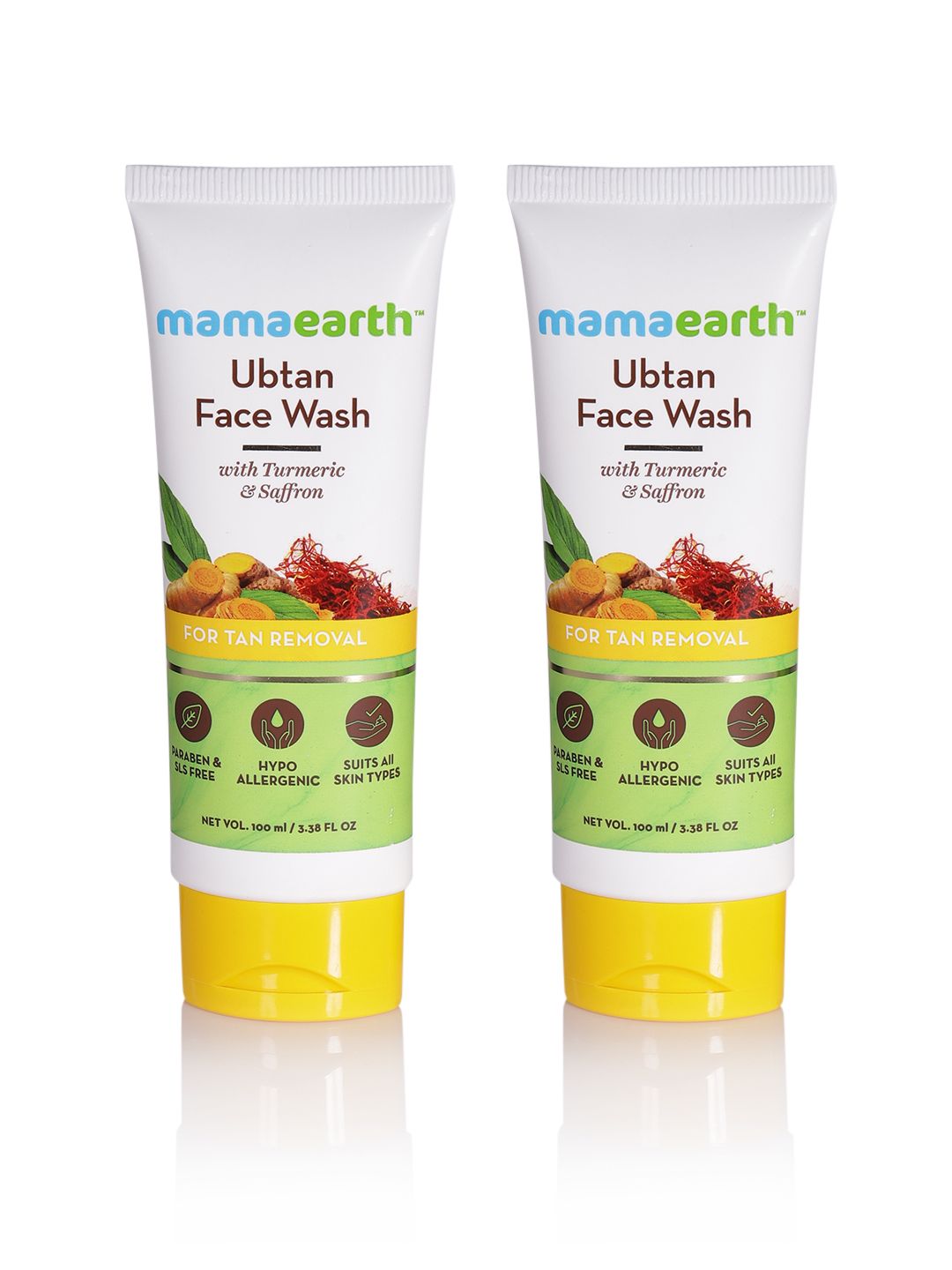 Mamaearth Mamaearth Set Of 2 Ubtan Natural Face Wash with Turmeric For Tan Removal - 100ml Each
